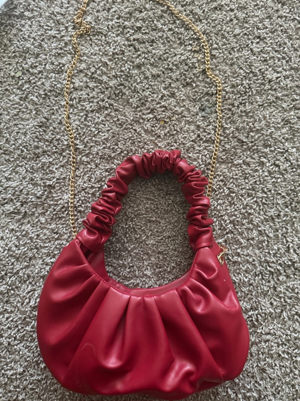 Red Ruched Handle Shoulder Bag - Picture 2 of 3
